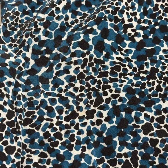 Alfani Petite 12P Silk Sleeveless Blouse Blue Black‎ Animal Print Ruffle Top - Picture 9 of 10